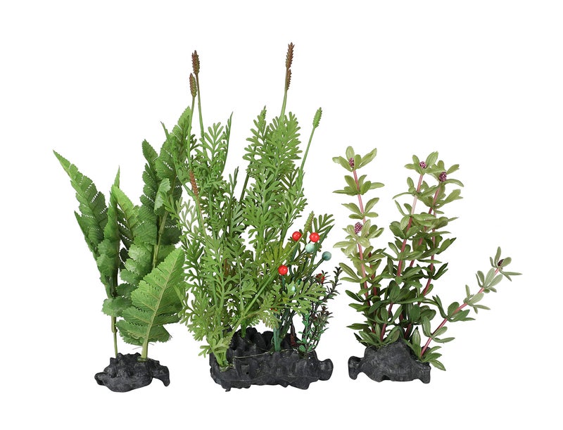 CNZ 3 Pcs Assorted Lifelike Green Aquarium Plastic Plant Decoration (3pcsGR7inch) - Image 1